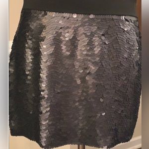 BCBG Black Sequin Mini Skirt for your Holiday Parties, Size L